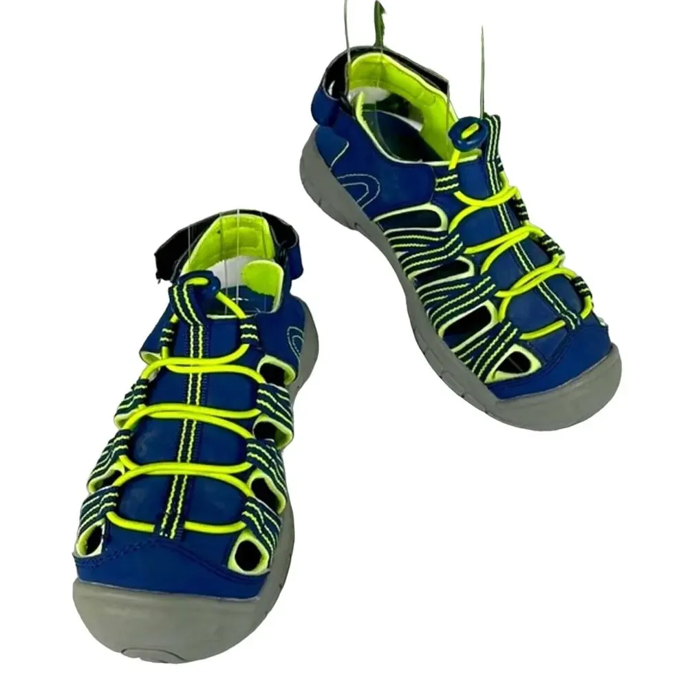 DSG Youth Caged Sandal 12 Youth Navy Blue /Yellow Adjustable Ankle Strap & Top